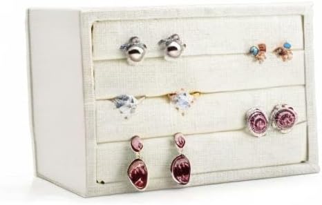 Oirlv linen 3 Slots Ring Earrings Display Trays Showcase Jewelry Organizer - Image 7