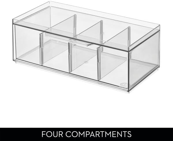iDesign XL Tea Bag Organizer, 4-Section Clear Stackable, Storage Drawer - Image 10