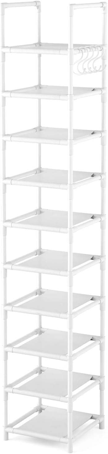 LANTEFUL Tall Narrow Shoe Rack 10-Tier Skinny Shoe Shelf Storage - Image 8