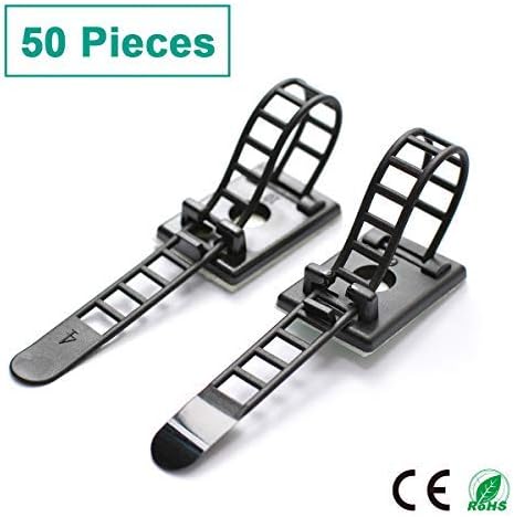 50 Pieces Cable Management Desk Wire Organizer Cable Ties Zip Ties Adhesive - Image 8