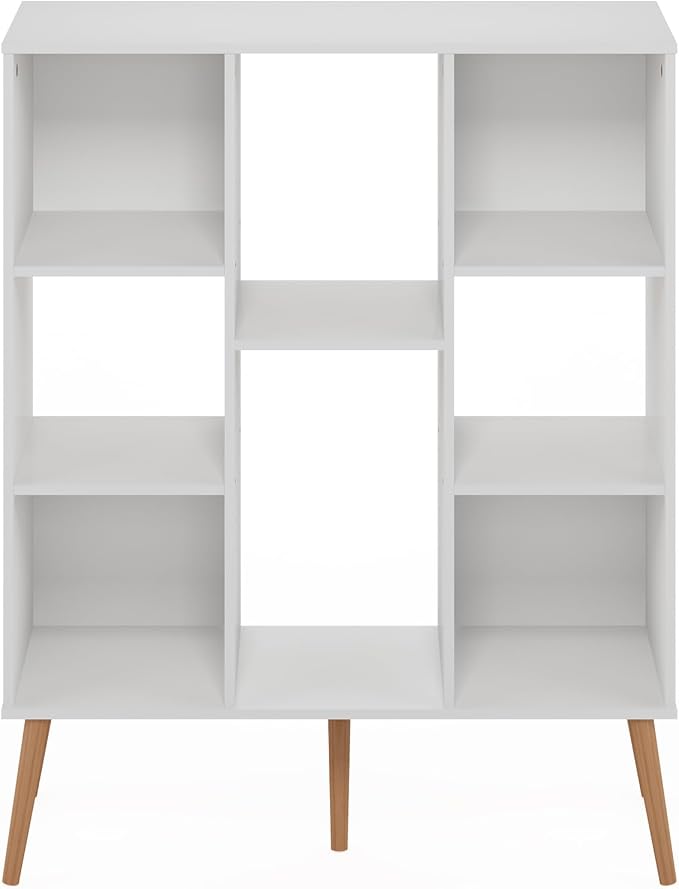 Furinno Claude Mid Century Style Book Shelf, 8-Cube Bookshelf, Cube Storage - Image 7