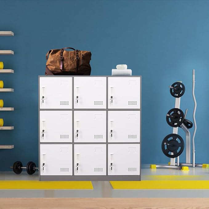 Metal Locker 9 Door Storage Cabinet, Steel Storage Lockers - Image 9