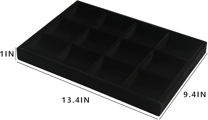 Coward 2PC Black Velvet Stackable 12 Grids Jewelry Organizer Tray Bracelet - Image 5