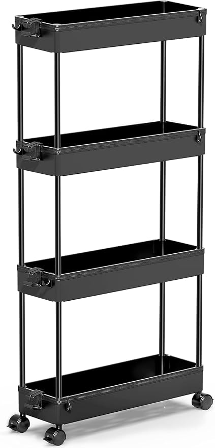 SPACEKEEPER Slim Rolling Storage Cart, 4 Tier Bathroom Cart Organizer, Mobile - Image 9