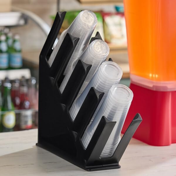 4-Section Black Plastic Countertop Cup and Lid Organizer, 15 x 3.94 x 17.75 - Image 2