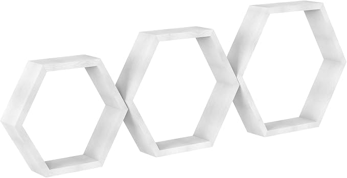 CADUKE Hexagon Floating Shelves Set of 3, Modern Honeycomb Floating Hanging - Image 9