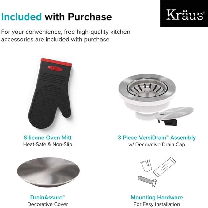 KRAUS Dex 33-inch Undermount 16 Gauge Stainless Steel Single Bowl Kitchen Sink - Image 5