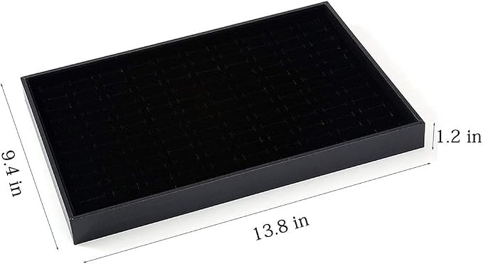 Black Velvet Stackable 100 Slot Ring Inserts Jewelry Tray Showcase Display - Image 7