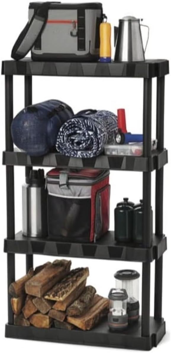 4-Shelf Plastic Shelving Unit 35.2 x 76.2 x 142.7 cm, Tool-Free Assembly - Image 5