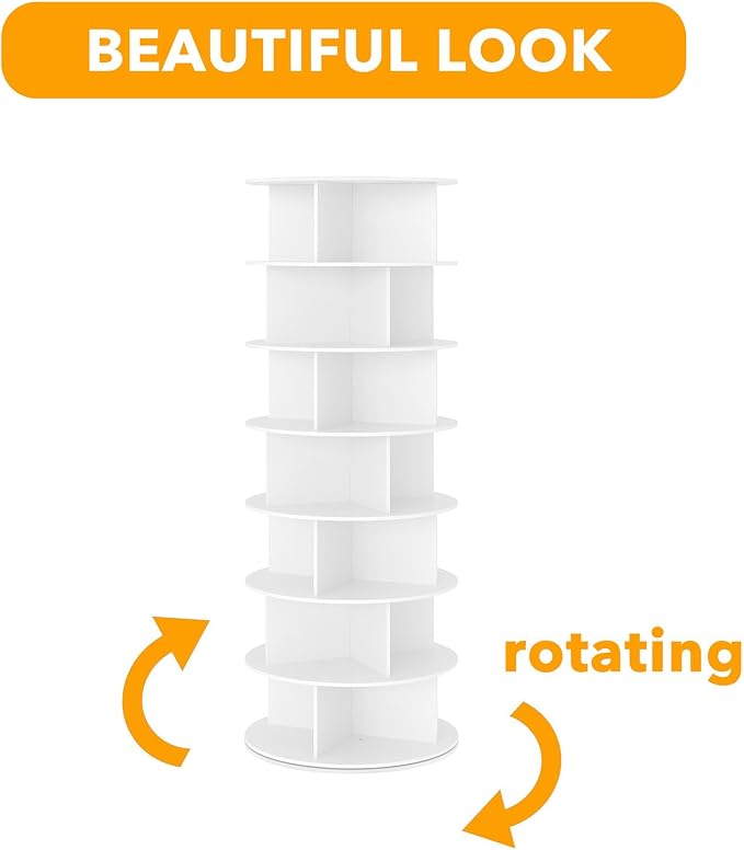 SpaceAid Cross Style 7-Tier Rotating Shoe Organizer, Spinning Shoe Rack Tower - Image 7