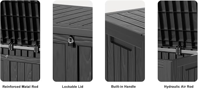 120 Gallon Deck Box, Resin Outdoor Storage Box - Image 6
