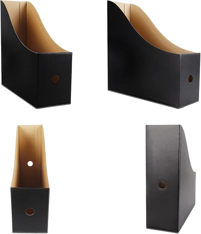 Limitliho 2 Pack Black Cardboard Magazine File Holder - Image 6