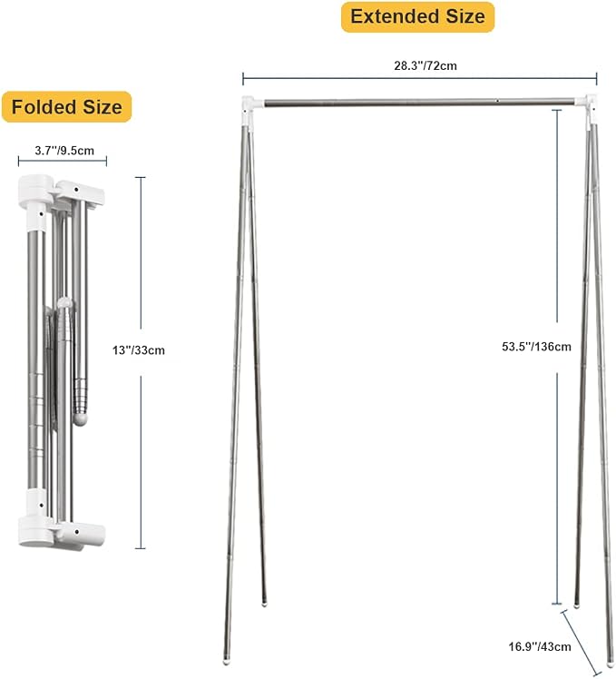 Portable Garment Rack, Folding Clothes Rack, Collapsible Clothing Rack - Image 8