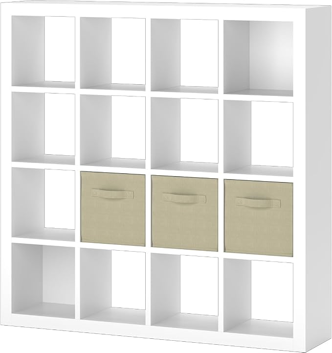 furtble Bookshelf with Storage Bins, 16-Cube Storage Organizer with Back Panels - Image 9