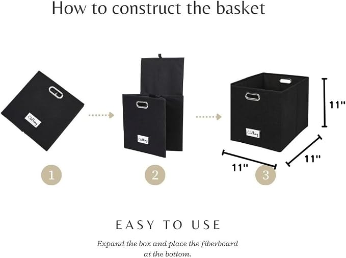 DECOMOMO Black Storage Bins, 11 inch Cube Storage Bin - Image 10