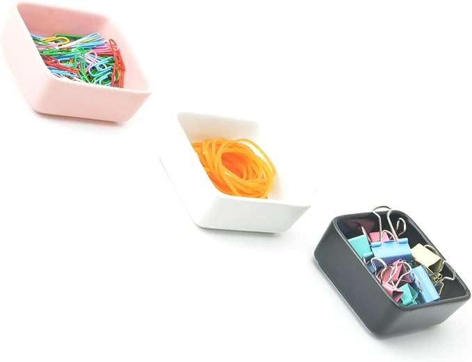 Ceramic Paper Clip Holder 2 PCS Set, Square Paper Clip Dispenser Organizer - Image 7
