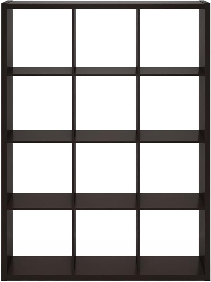 Furinno Cubicle 12-Cube Book Shelf, Extra Thick Frame Bookshelf, Dark Oak | - Image 10