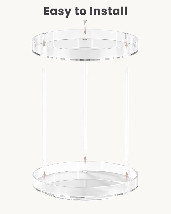 Lolalet 360 Degree Rotating Acrylic Perfume Organizer Stand, 2 Tiers Clear - Image 8