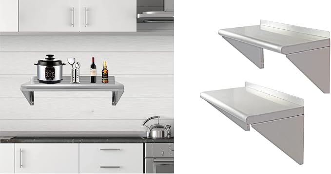12''x24'' - 2PACKS Wall Mounted Stainless Steel Shelf NSF Commercial Metal Wall - Image 7