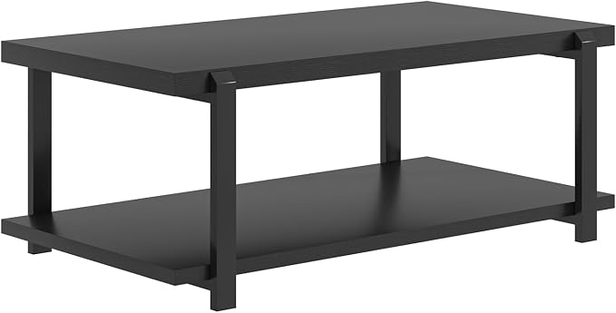 FOLUBAN Black Coffee Table, Modern Rustic Wood Center Table - Image 9