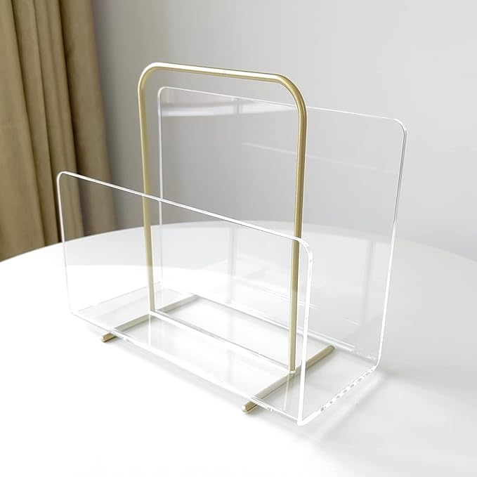 Acrylic Magazine Holder, Crystal Clear Acrylic Magazine Book Rack, Desktop File - Image 7