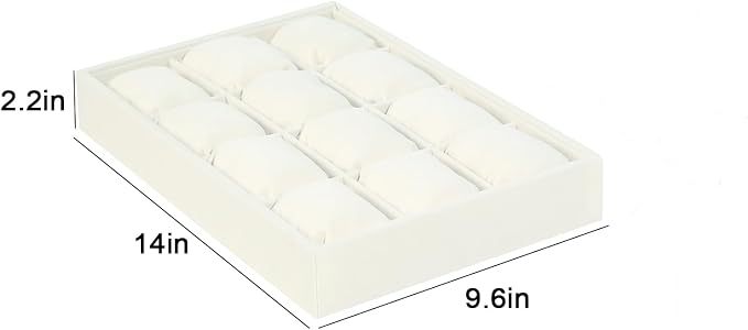 Coward Beige Velvet Watch Bangle Organizer Tray, Velvet 12 Grids Tray - Image 5