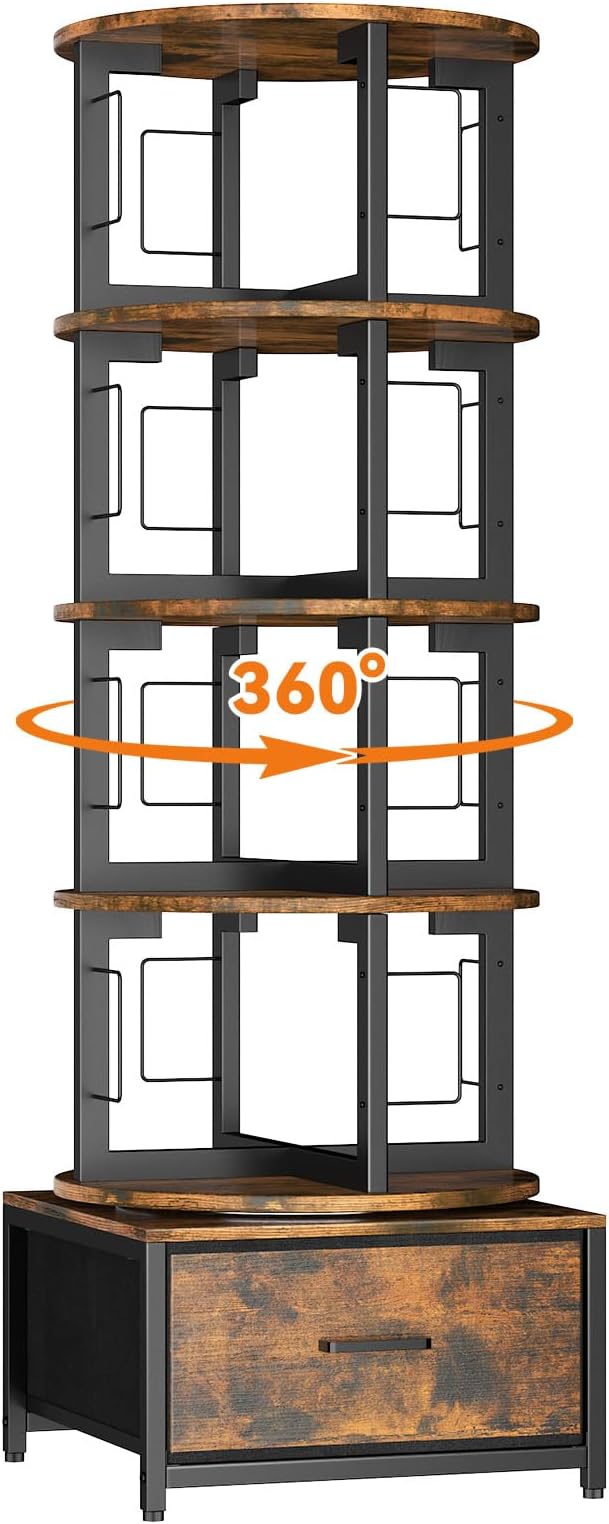 Housolution 5 Tier Rotating Bookshelf Tower - Image 8