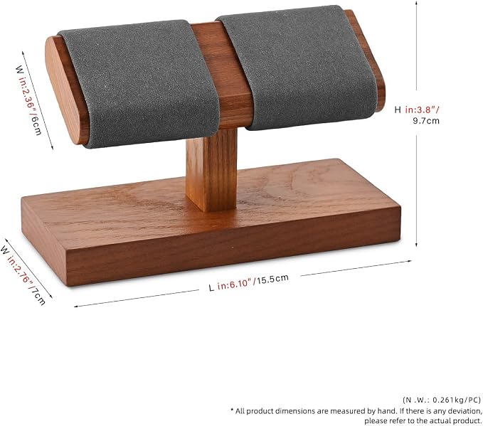 Oirlv Solid Wood Double Watch Display Stand Watch Bracelet Organizer(Grey) - Image 9