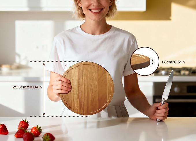10" Acacia Wood Lazy Susan Turntable Organizer - Image 7