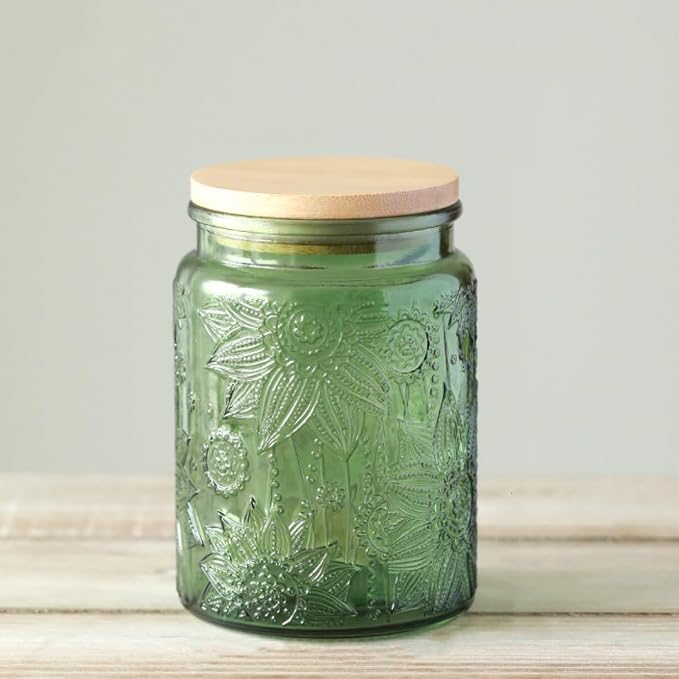 ANSQU Set of 2 Glass Jars with Lids, 23.7 FL OZ Vintage Glass Storage Jars - Image 5