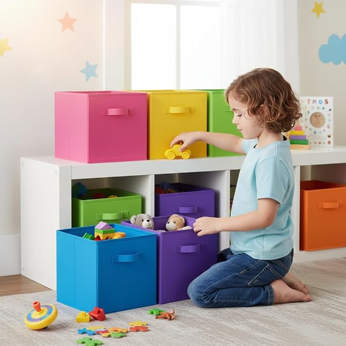 GRANNY SAYS 11 Inch Cube Storage Bins, Cube Storage Organizer, Rainbow | - Image 9