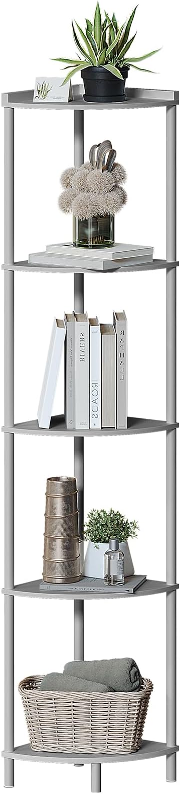 SUNMORY 5 Tier Corner Shelf, Industrial Display Shelf, Narrow Plant Stand - Image 7