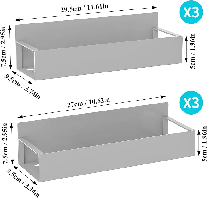 Metal Magnetic Spice Rack for Refrigerator Gray, 6 Pack | Magnetic Shelves - Image 7