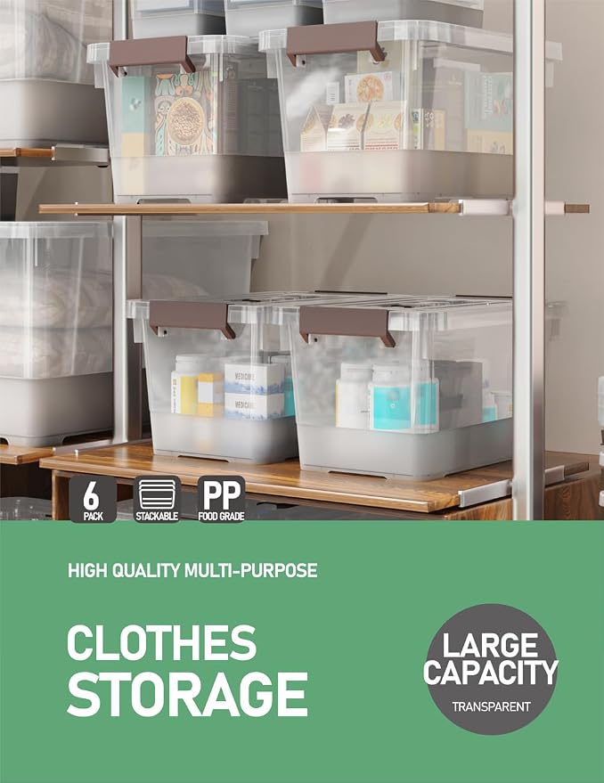 WYT 6 Pack 17qt Clear Plastic Storage Bin - Image 7
