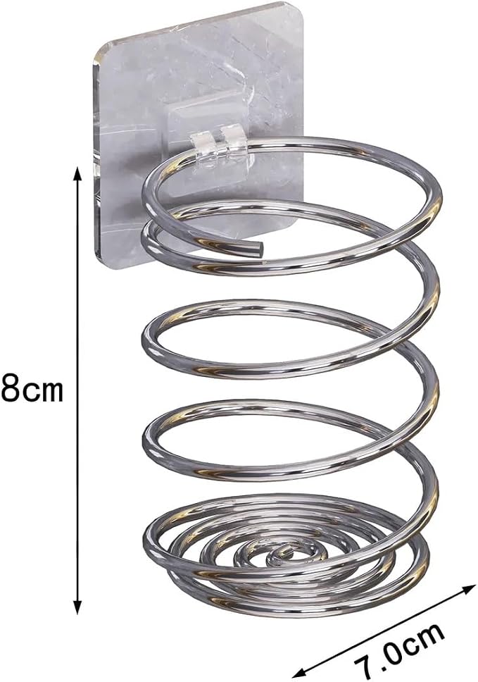 Wall-Mounted Spiral Hair Tool Holder, Adhesive Bathroom Organizer - Image 5