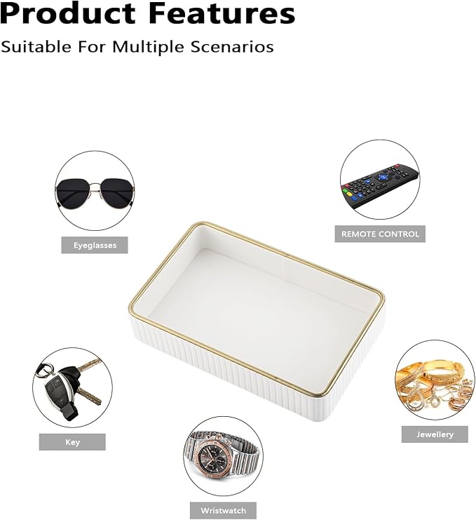PU Leather Valet Tray, Desk Organizer Tray Nightstand Organizer Trinket Dish - Image 9