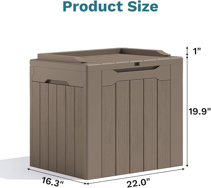 Patiolife 30 Gallon Resin Deck Box, Small Outdoor Storage - Image 6