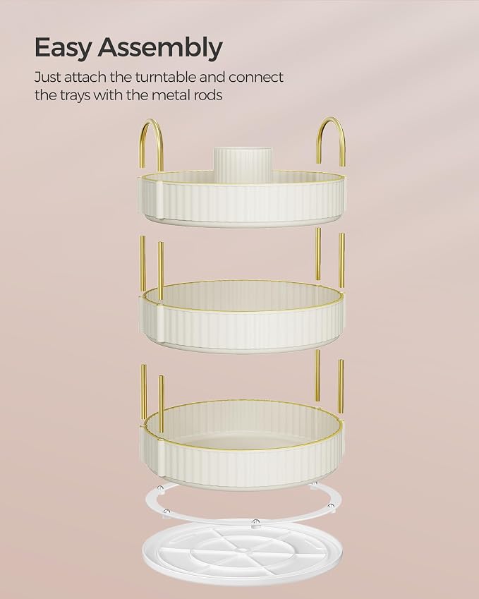SONGMICS Makeup Organizer, 3-Tier Round Rotating Skincare Organizer Countertop - Image 7