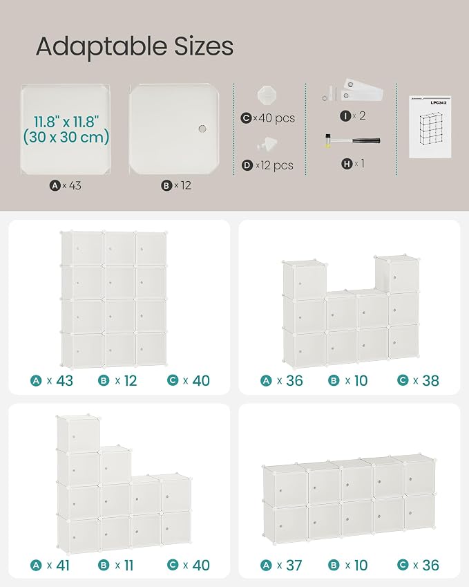 SONGMICS Cube Storage Organizer, Closet Storage Shelves, DIY Plastic Closet - Image 6
