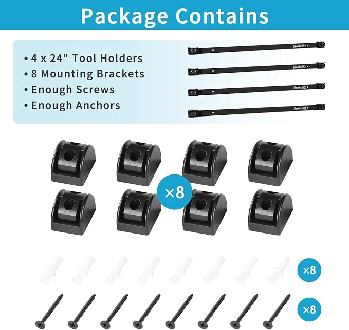 4 Pieces 24" Magnetic Tool Holder Strip, Metal Tool Organizer Rack - Image 7