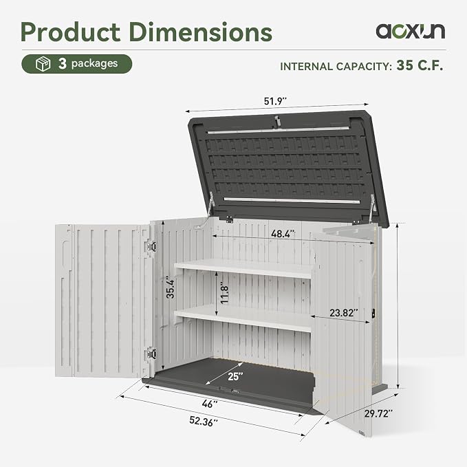 Aoxun 35 Cu.Ft Outdoor Storage Shed - Image 4