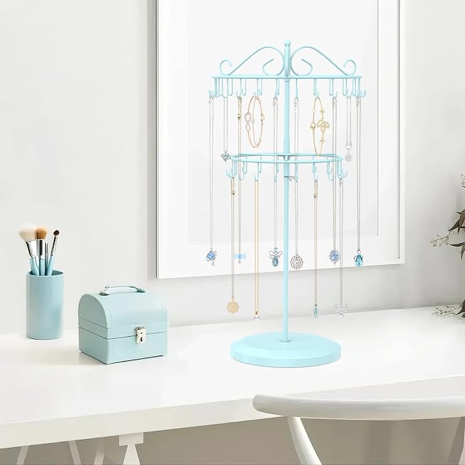 iDavosic.ly 2 Tier Rotating Necklace Holder Organizer - Image 7