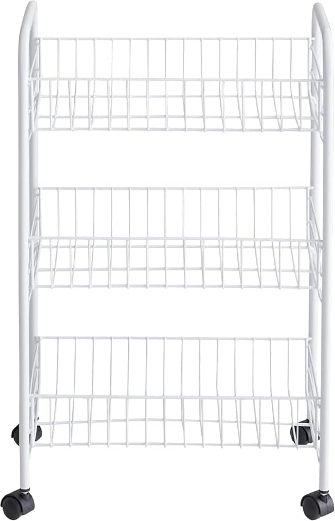 Rubbermaid 3-Tier Shelving Wheeled Organizer, Wire Adjustable Metal Storage Cart - Image 7