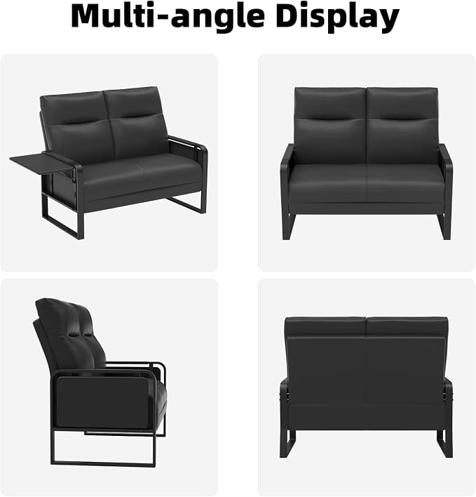 Faux Leather Loveseat, Upholstered Loveseat - Image 9
