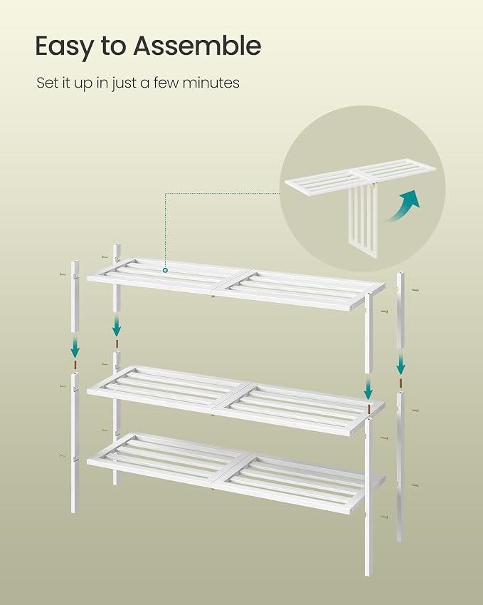SONGMICS Bamboo Shoe Rack for Closet, Stackable Shoe Oragnizer - Image 7