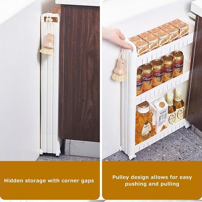 3.54 Slim Storage Cart Durable Bathroom Organizer Slide Out Storage Cart - Image 7