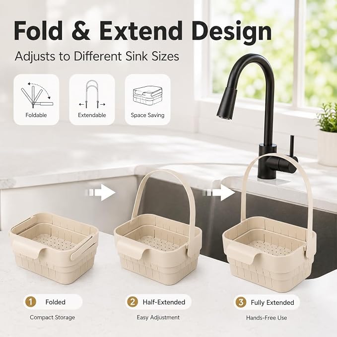 Foldable Sink Drain Basket, Hang Collapsible, Colander - Image 8