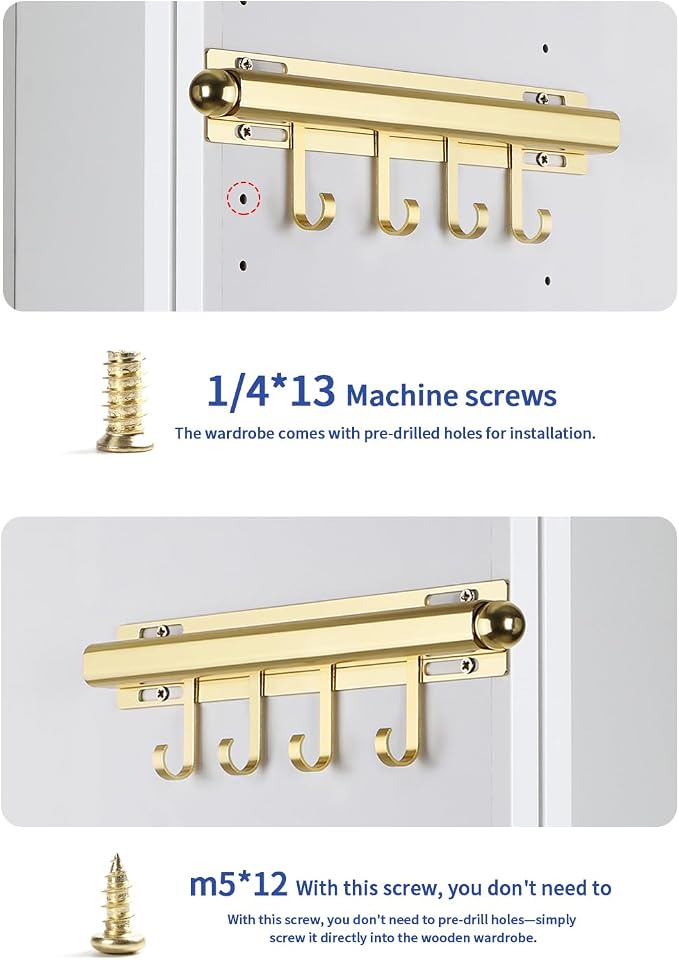 BaiNong Valet Rod for Closets Pull Out 12" Gold - Image 9