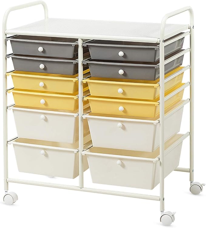 Giantex 12 Drawer Rolling Storage Cart Tools Scrapbook Paper Office School - Image 9