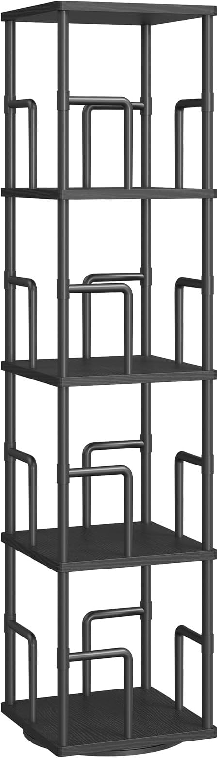 MAHANCRIS 4-Tier Rotating Bookshelf, Freestanding Corner Bookshelf, 360° - Image 9